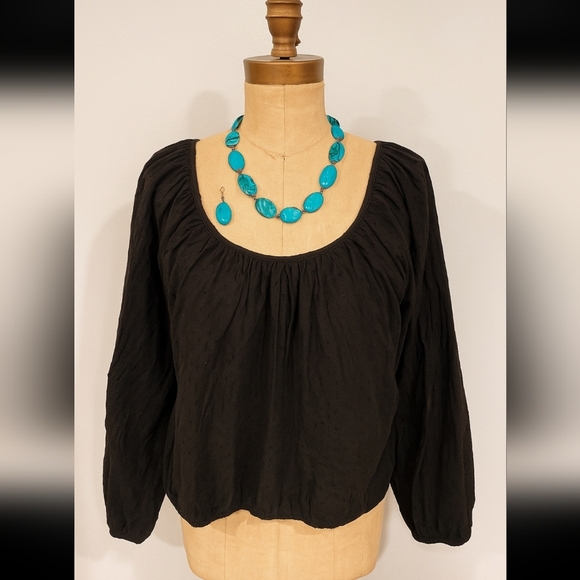 Maeve by Anthropologie Puff Sleeve Black Blouse - Size Small 😎 Peasant Bohemian - Picture 1 of 5